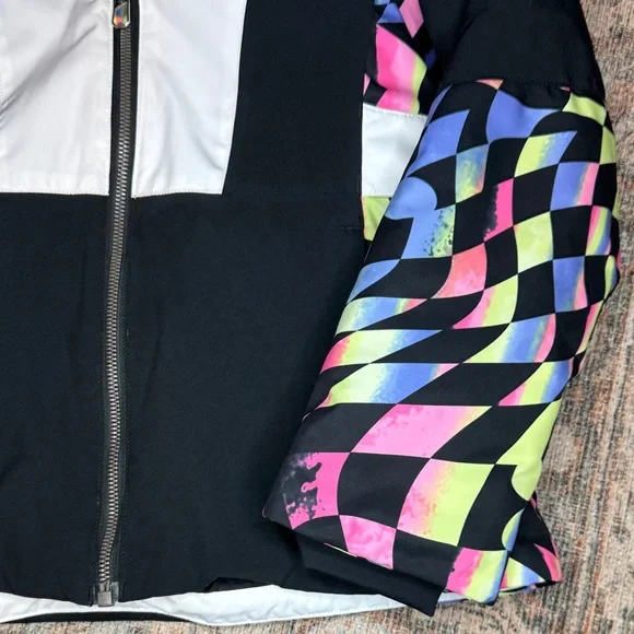 SPYDER Lola Ski Snowboarding Jacket Black & White with Colorful Accents - kid 12 - Picture 6 of 16